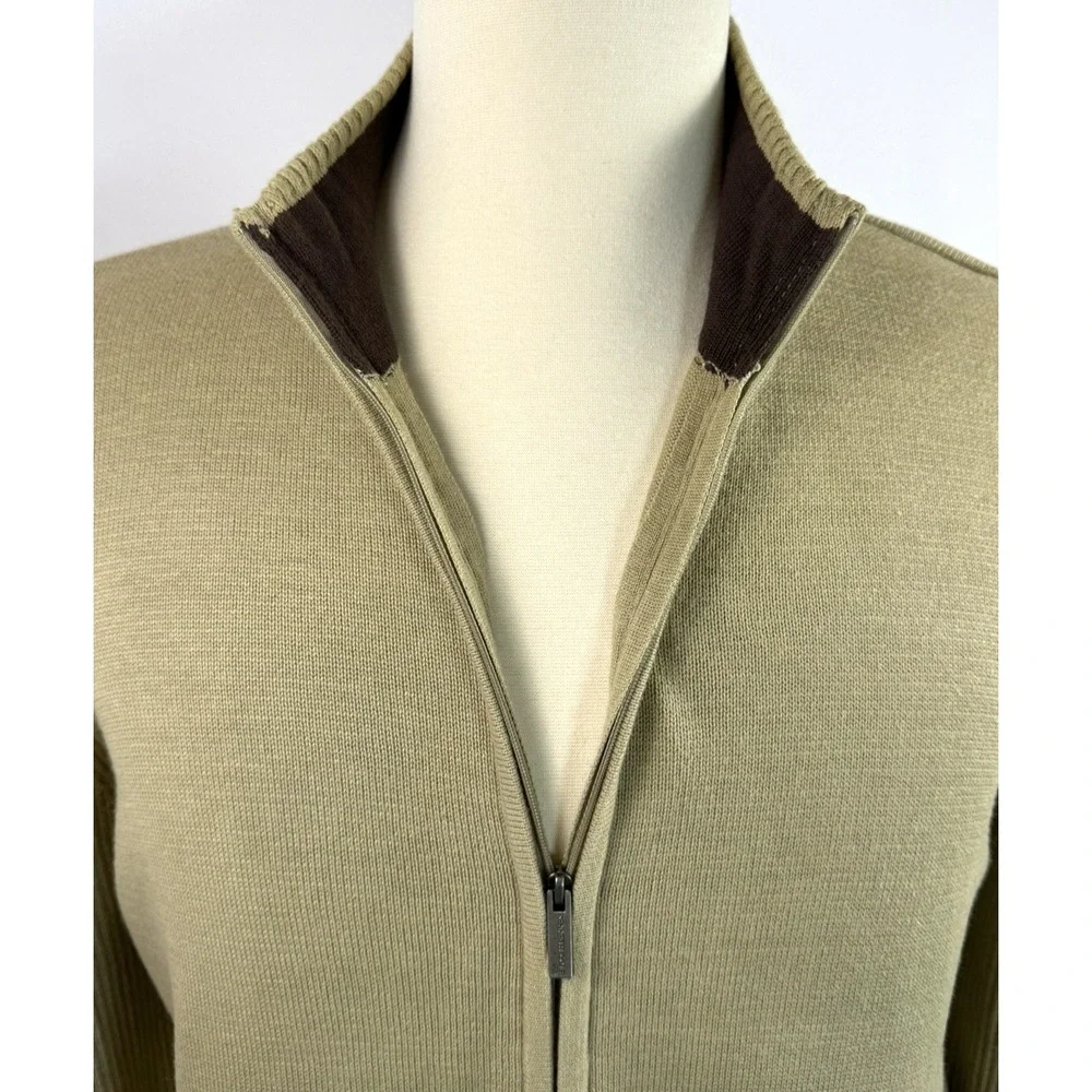 Kenneth Cole Men's Tan Cardigan Ribbed Sleeves Full Zip Sweater Size L